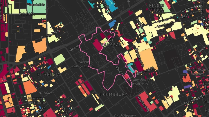 House price heatmap showing property values across Euston