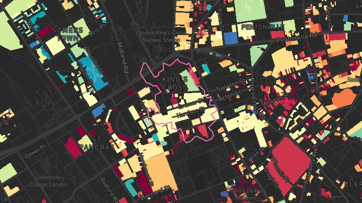 House price heatmap showing property values across King's Cross