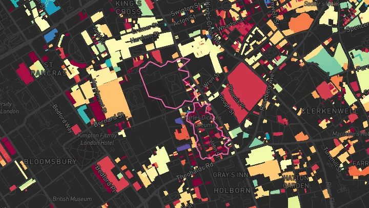 House price heatmap showing property values across Chancery Lane