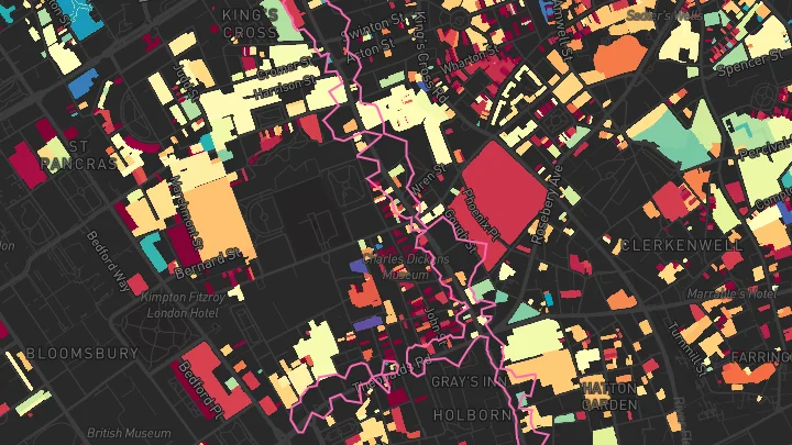 House price heatmap showing property values across Chancery Lane