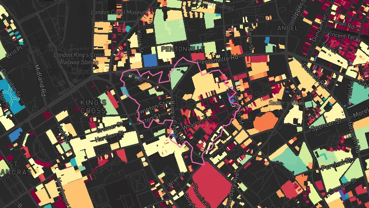 House price heatmap showing property values across King's Cross