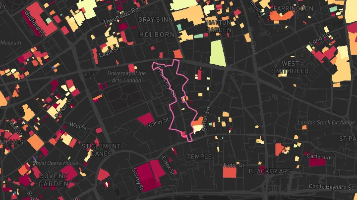 House price heatmap showing property values across Chancery Lane