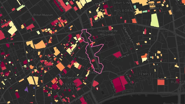 House price heatmap showing property values across Holborn