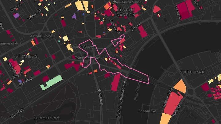 House price heatmap showing property values across Charing Cross