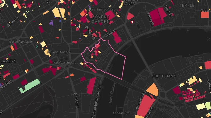 House price heatmap showing property values across Charing Cross