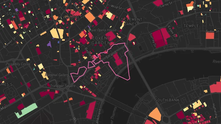 House price heatmap showing property values across Embankment