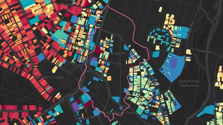 House price heatmap showing property values across Watford