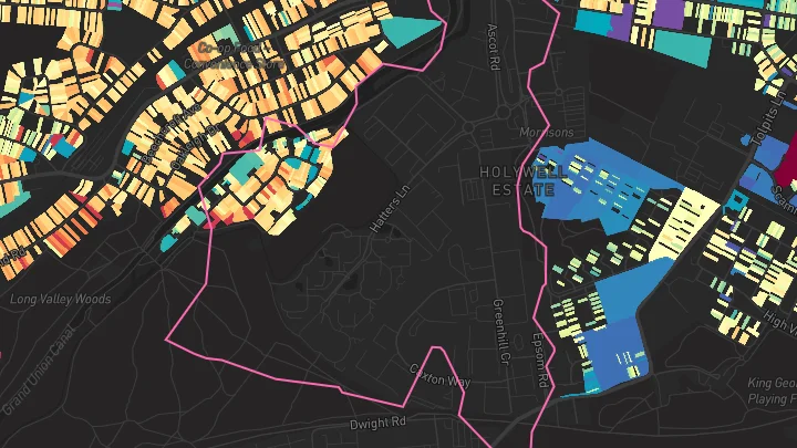 House price heatmap showing property values across Watford