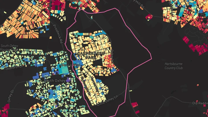 House price heatmap showing property values across Watford