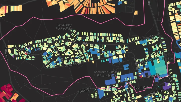 House price heatmap showing property values across Watford
