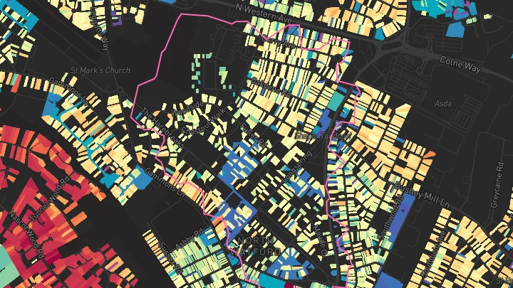 House price heatmap showing property values across Watford