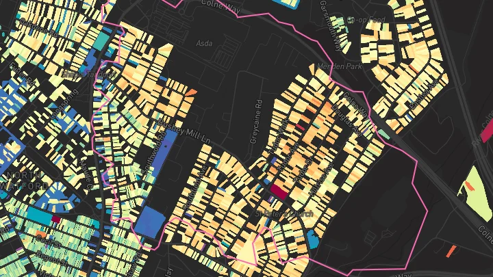 House price heatmap showing property values across Watford