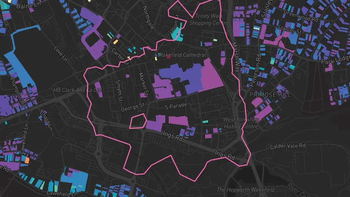 House price heatmap showing property values across Wakefield