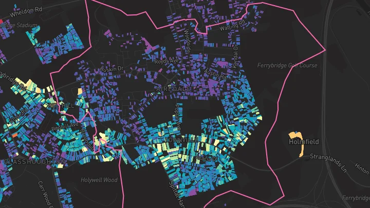 House price heatmap showing property values across Castleford