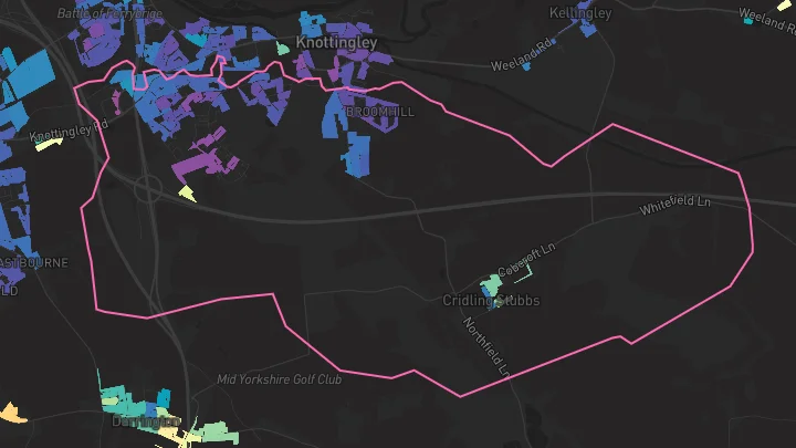 House price heatmap showing property values across Knottingley