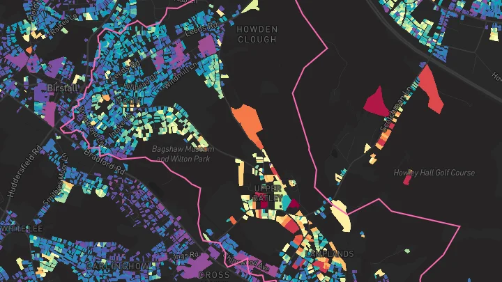 House price heatmap showing property values across Batley