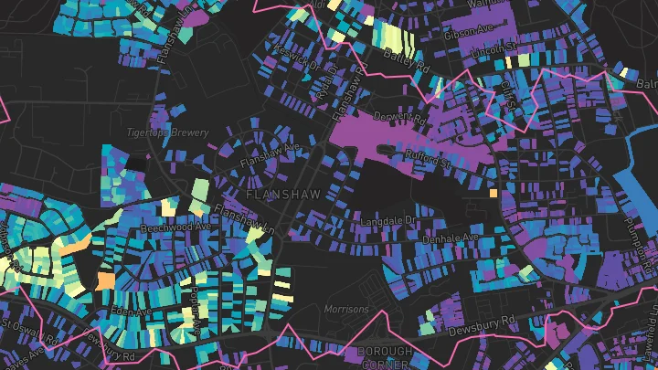 House price heatmap showing property values across Wakefield