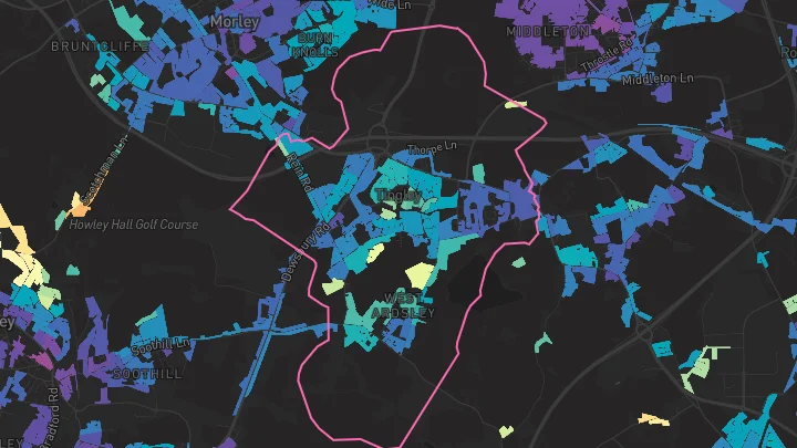 House price heatmap showing property values across Tingley