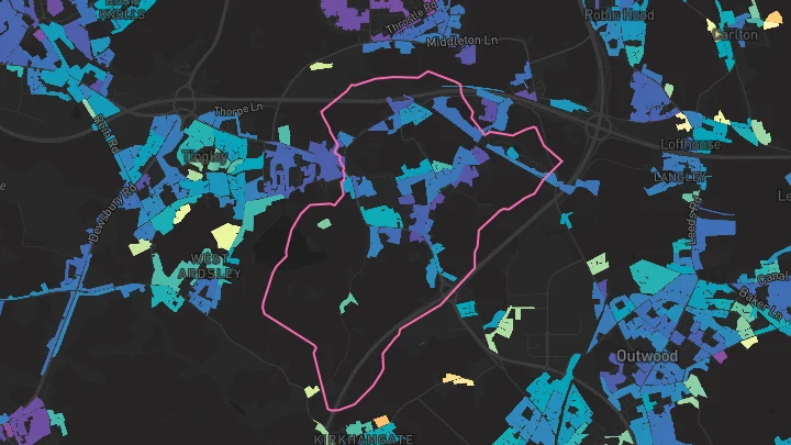 House price heatmap showing property values across East Ardsley