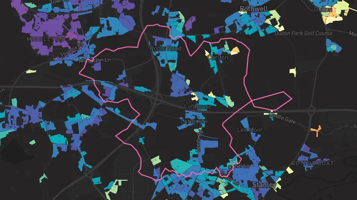 House price heatmap showing property values across Lofthouse