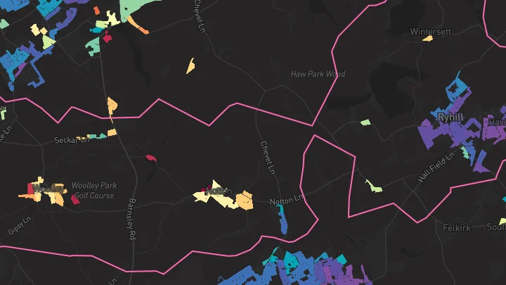 House price heatmap showing property values across Ryhill