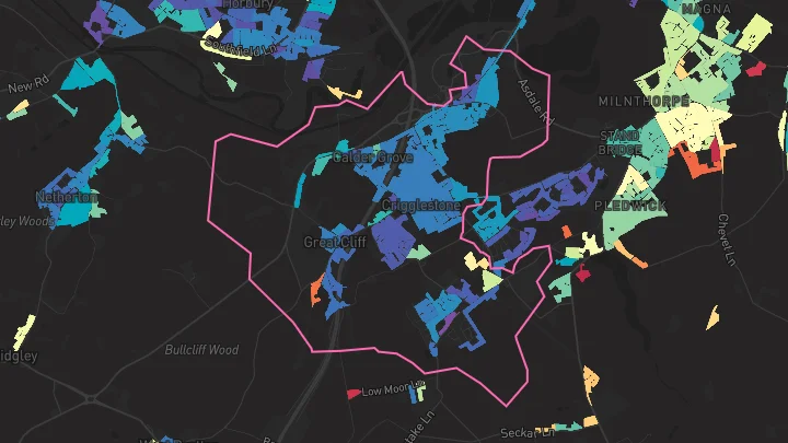 House price heatmap showing property values across Crigglestone
