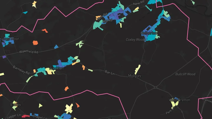 House price heatmap showing property values across Netherton