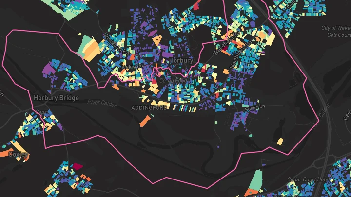 House price heatmap showing property values across Horbury