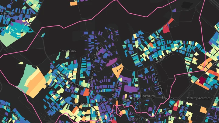 House price heatmap showing property values across Horbury