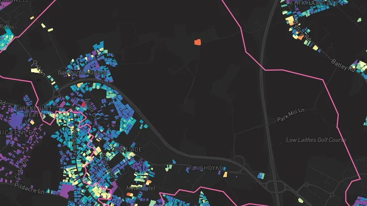 House price heatmap showing property values across Ossett