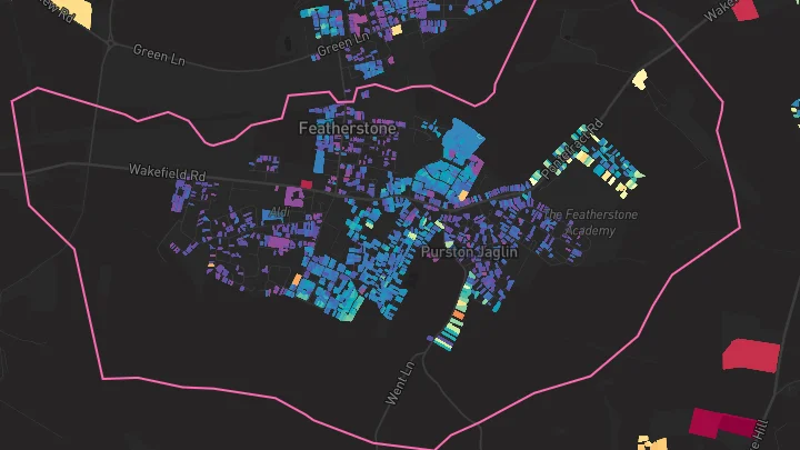 House price heatmap showing property values across Featherstone