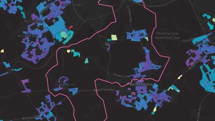 House price heatmap showing property values across Featherstone