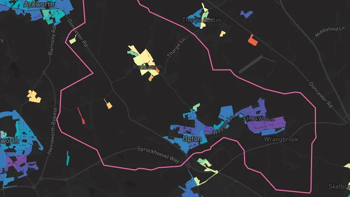 House price heatmap showing property values across Upton