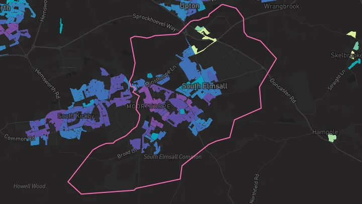 House price heatmap showing property values across South Elmsall