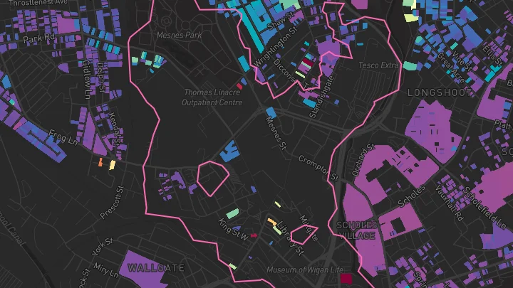 House price heatmap showing property values across Wigan