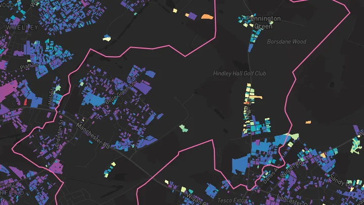 House price heatmap showing property values across Ince