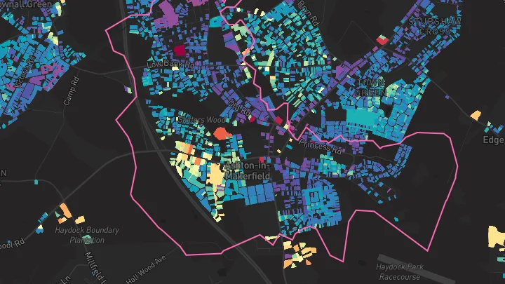House price heatmap showing property values across Ashton In Makerfield