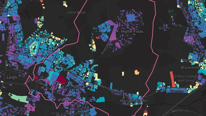 House price heatmap showing property values across Leigh