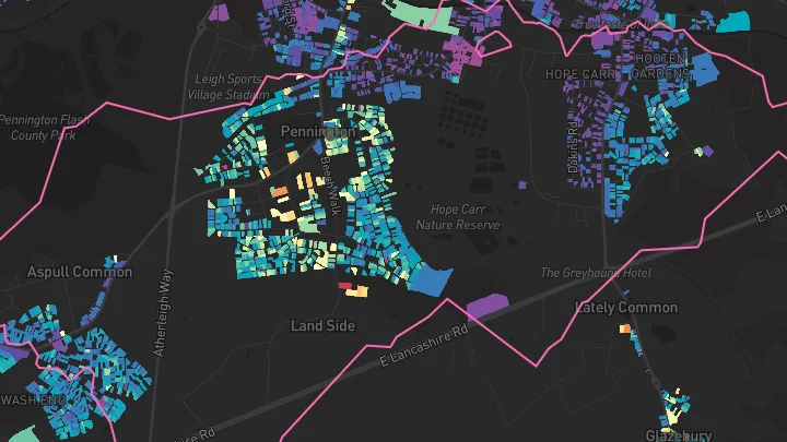 House price heatmap showing property values across Leigh
