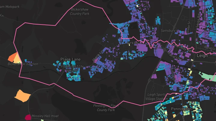 House price heatmap showing property values across Leigh