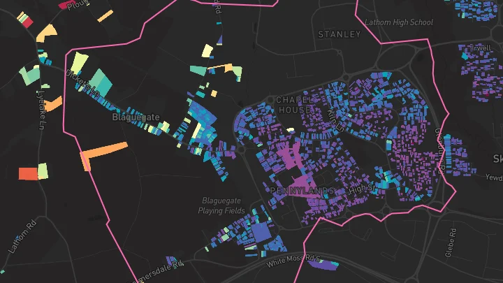 House price heatmap showing property values across Skelmersdale