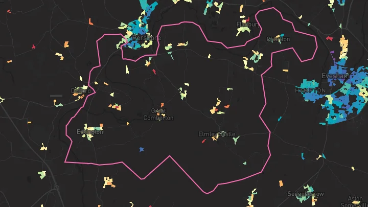 House price heatmap showing property values across Eckington