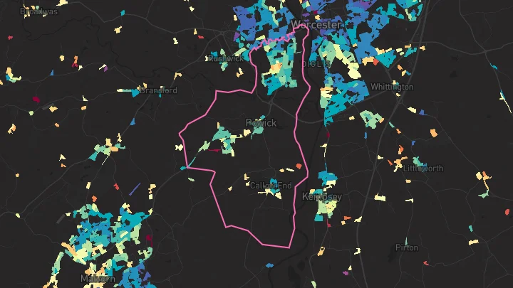 House price heatmap showing property values across Worcester
