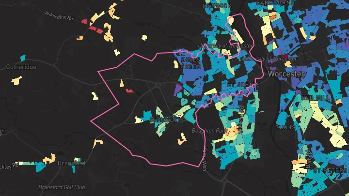House price heatmap showing property values across Worcester