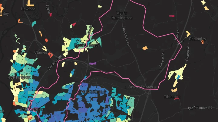 House price heatmap showing property values across Worcester