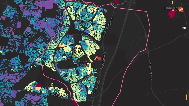 House price heatmap showing property values across Worcester