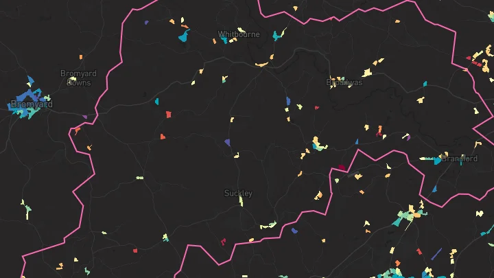 House price heatmap showing property values across Whitbourne