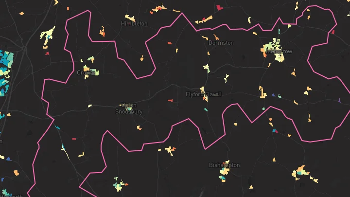 House price heatmap showing property values across Inkberrow