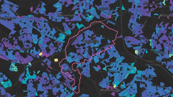 House price heatmap showing property values across Wednesbury