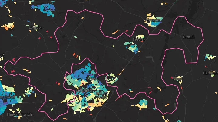 House price heatmap showing property values across Fradley